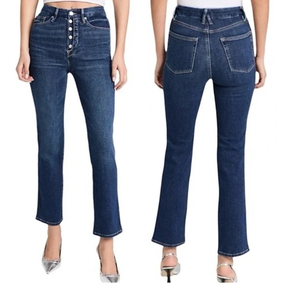 Good American Good Curve Exposed Button High Rise Straight Jean - Picture 10 of 14